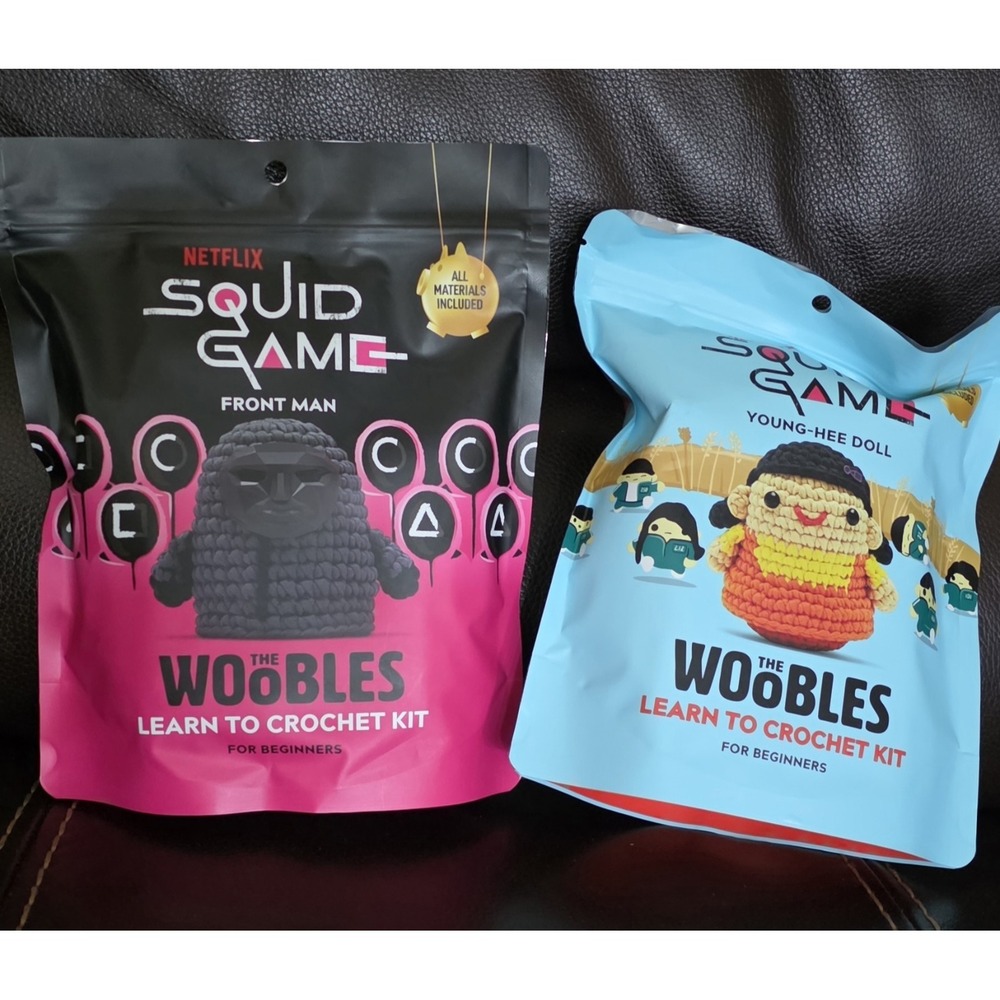 The Woobles Squid Game Crochet Kit Bundle Front Man & Young-Hee Doll New